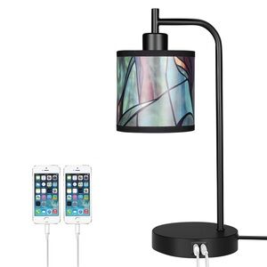 Modern Black Table Lamp with USB Ports